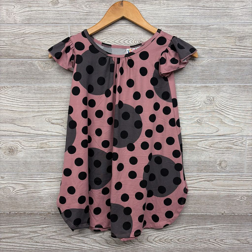 NEW Flutter Sleeve Dress Dots 5-6