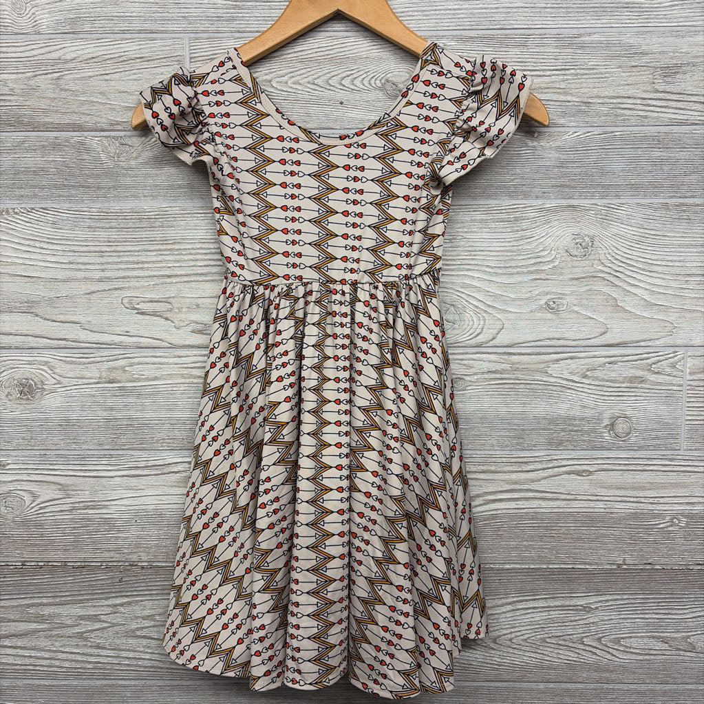 NEW Flutter Sleeve Twirl Dress Hearts Printed 5-6
