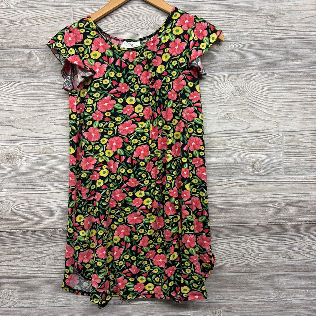 NEW Flutter Sleeve Dress Flowers 8-10