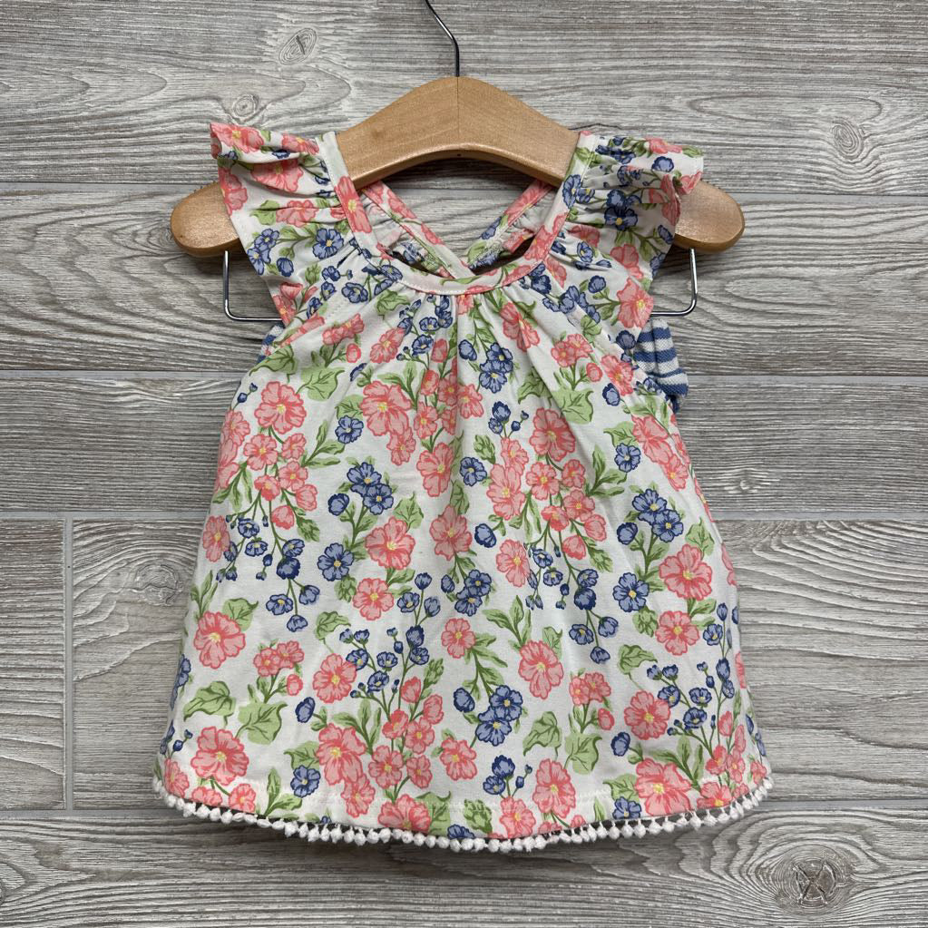 Flutter Sleeve Tunic & Shorts Stripes Flowers 18M