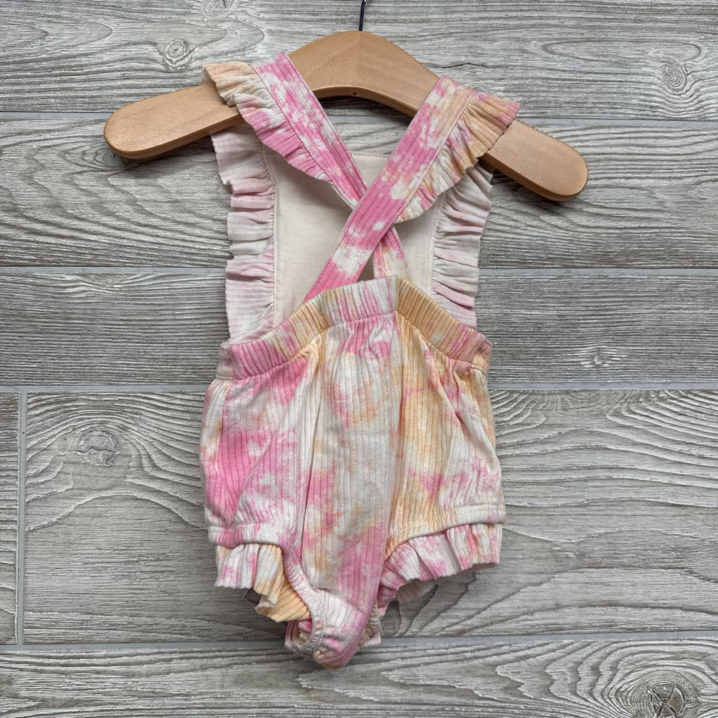 Ribbed Bib Romper Tie Dye 3-6M