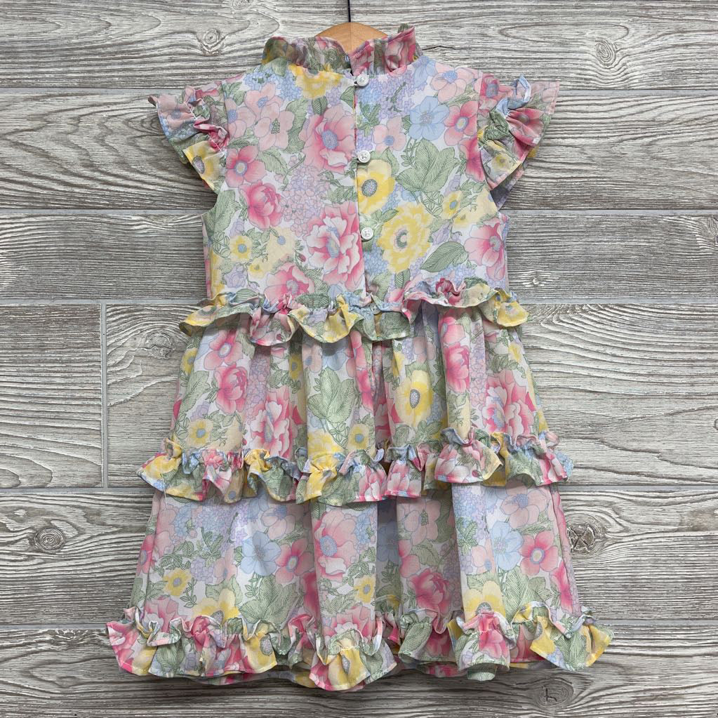 Tiered Chiffon Dress Flowers Ruffles 2T