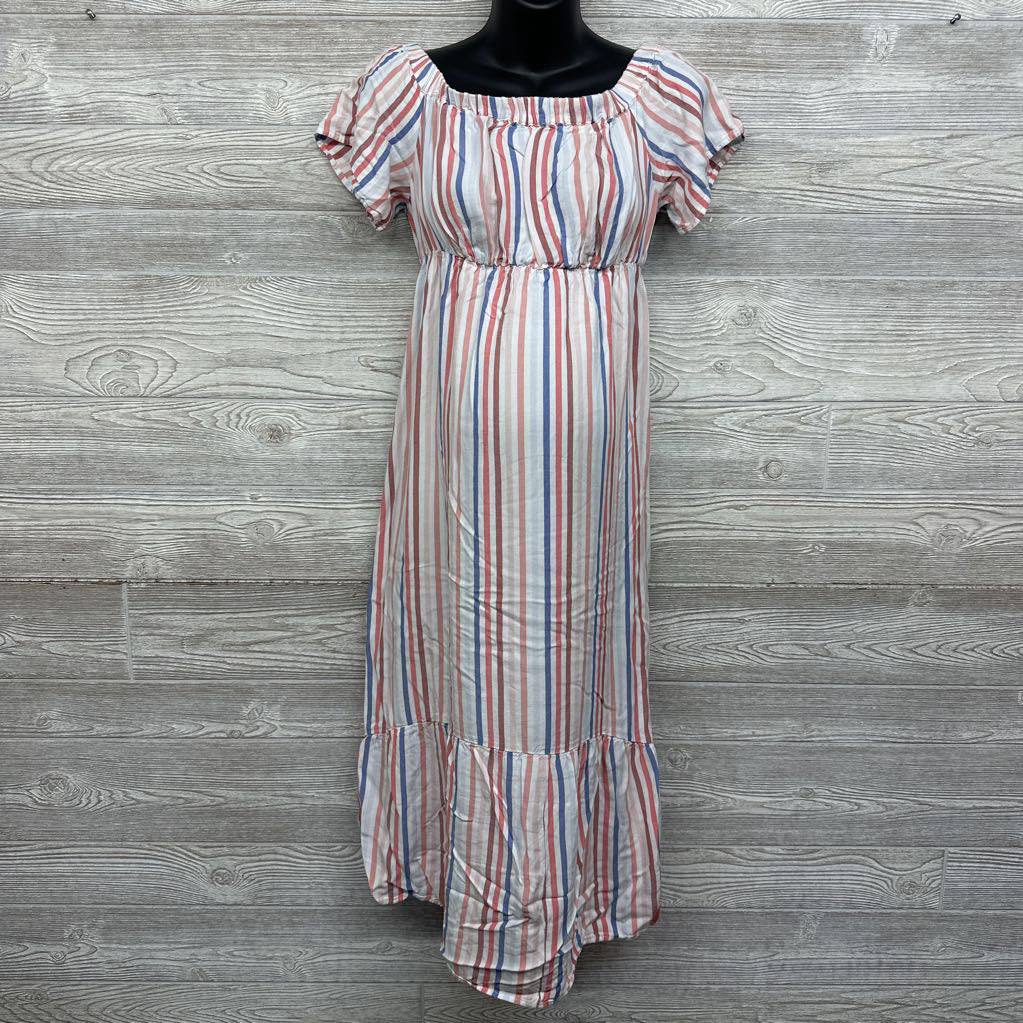 Off Shoulder Maxi Dress Stripes XS