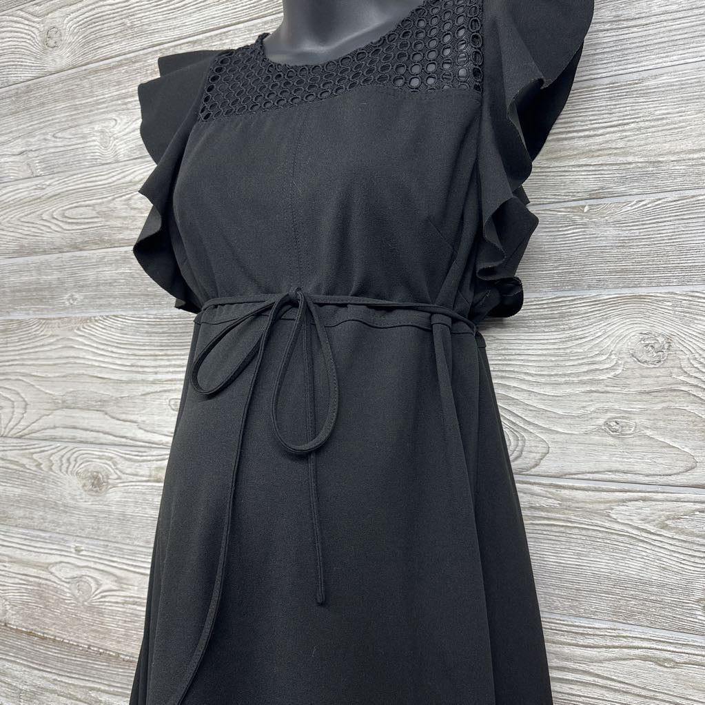 Flutter Sleeve Dress Eyelet Chest Large