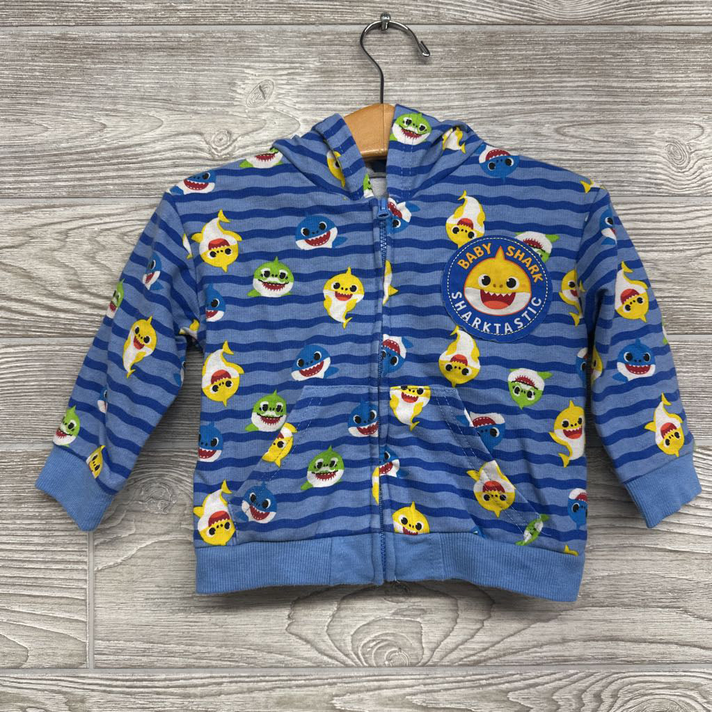 Full Zip Hoodie Stripes Baby Shark 12M
