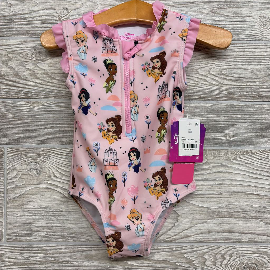 NEW 1/4 Zip Swimsuit Princesses Ruffle Trim 18M