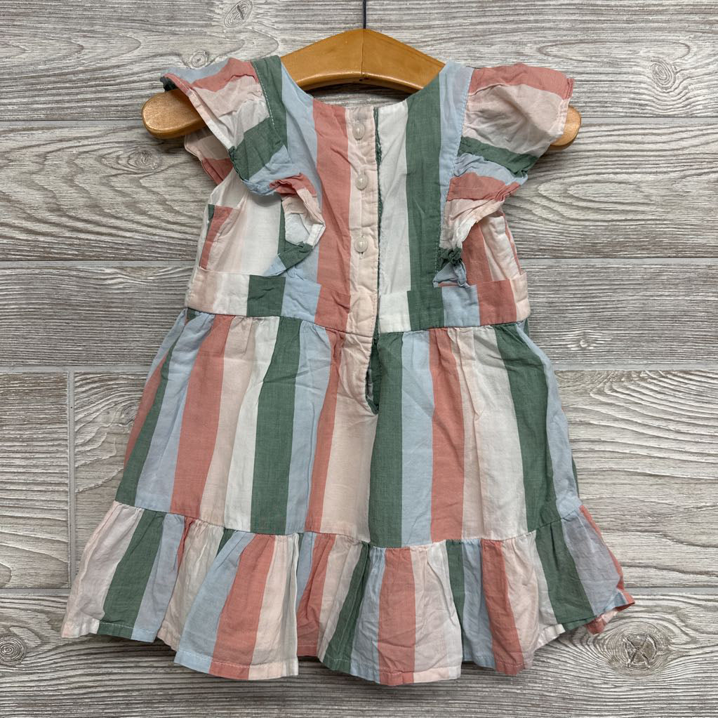 Flutter Sleeve Dress Stripes 12-18M