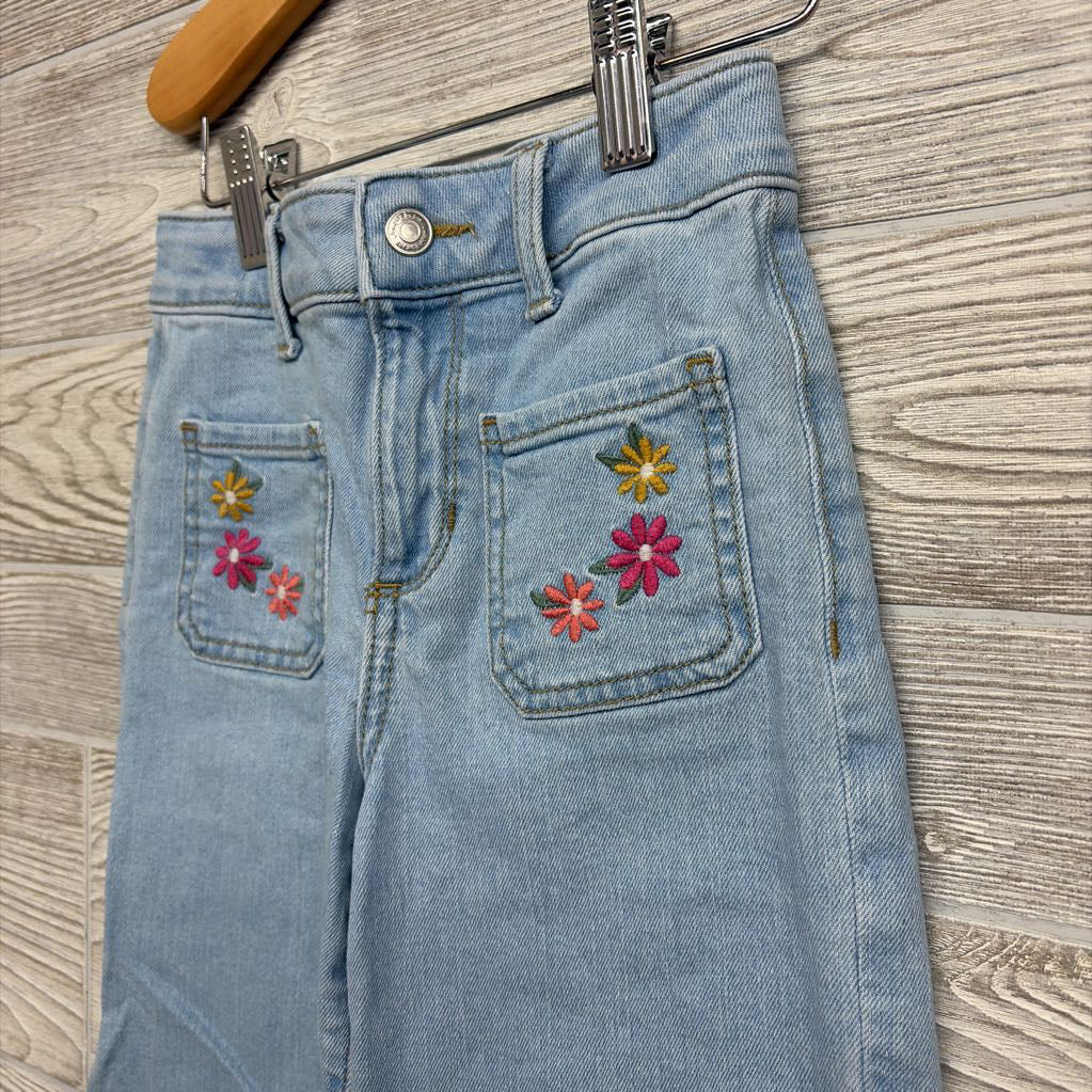 Wide Leg Jeans Embroidered Flowers 7