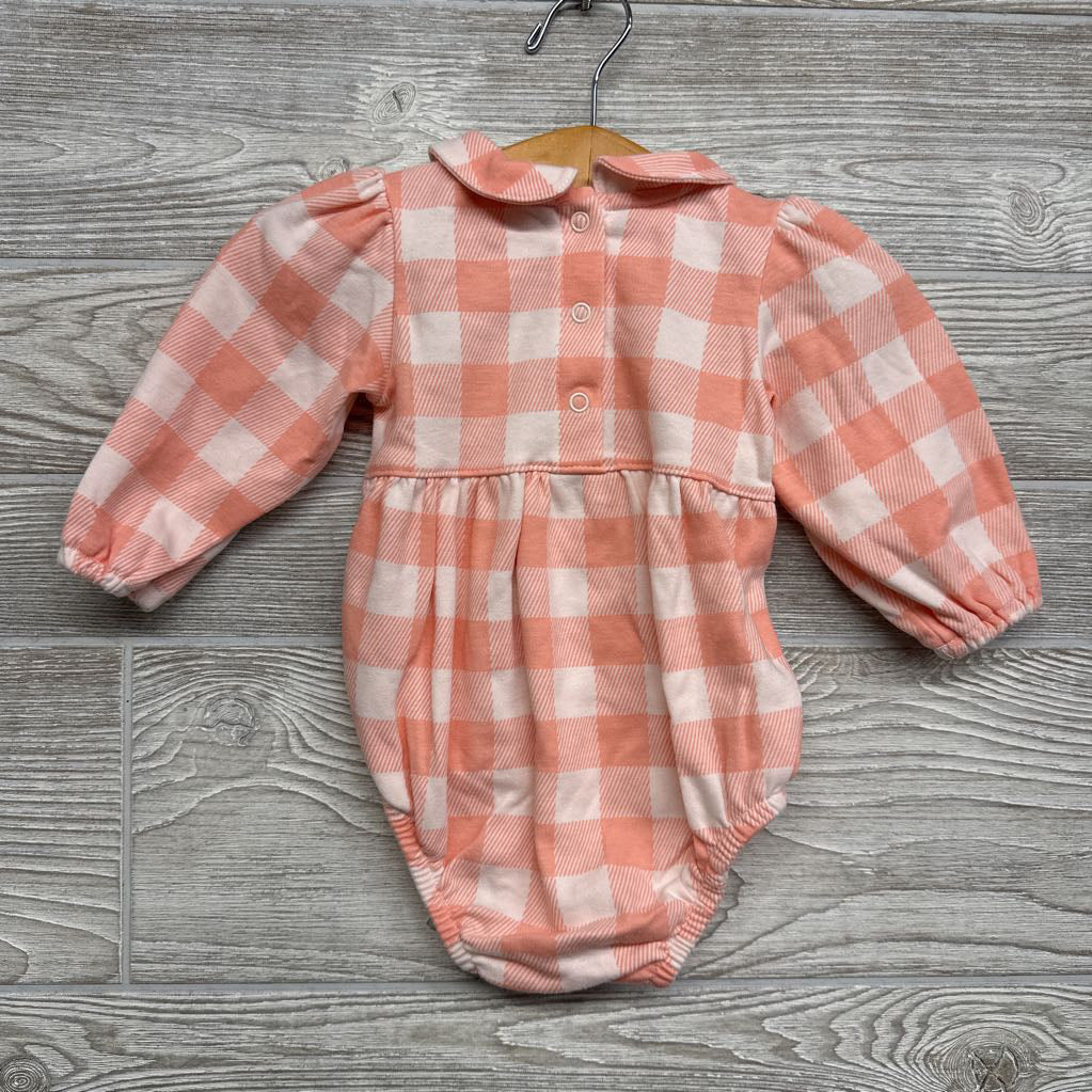 LS Collared Bubble Romper Gingham 3-6M