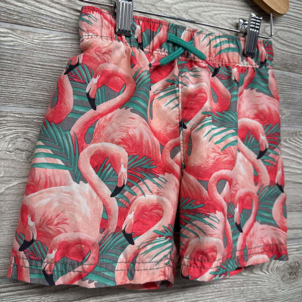 Drawstring Swim Trunks Flamingos 3T