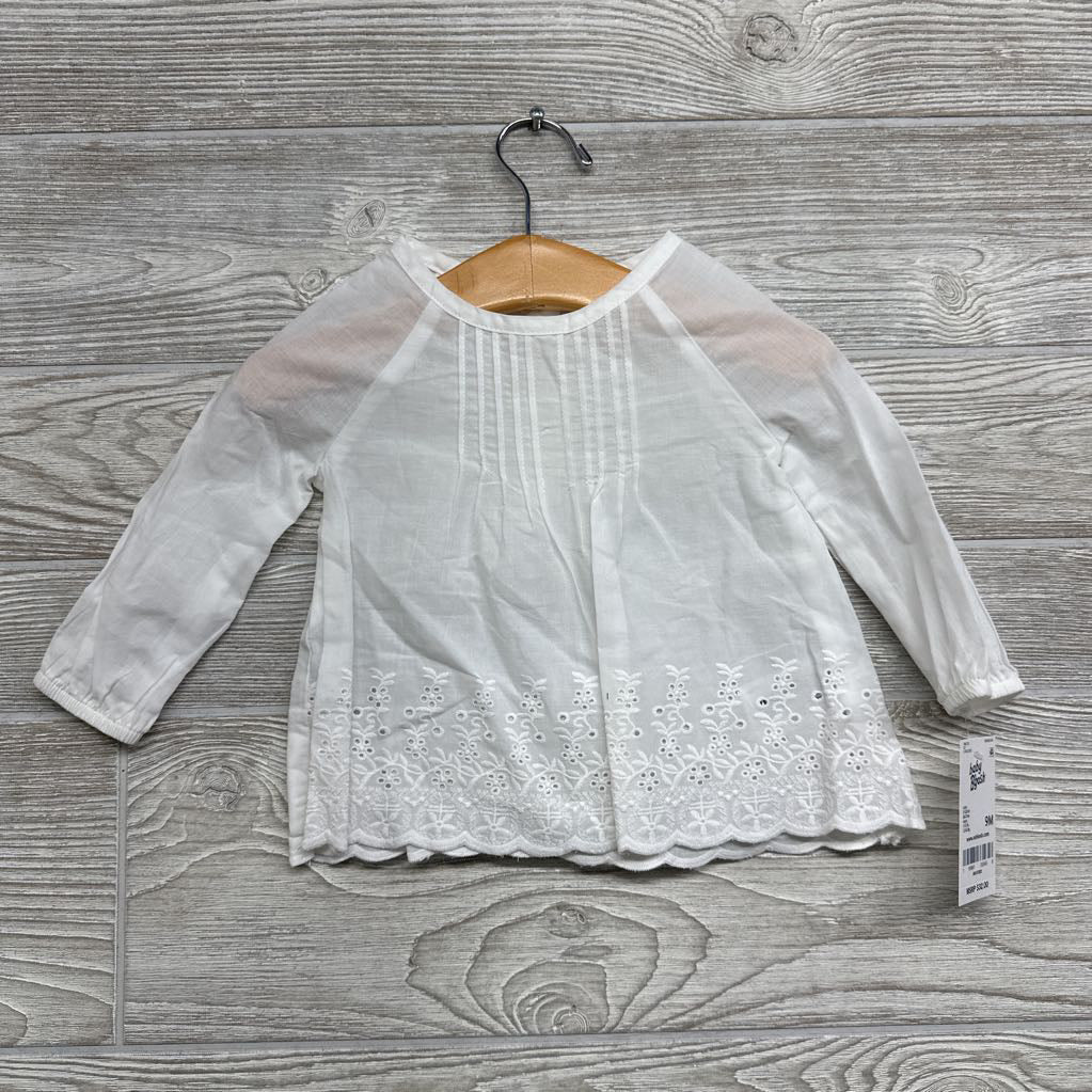 NEW LS Shirt Eyelet Flowers 9M