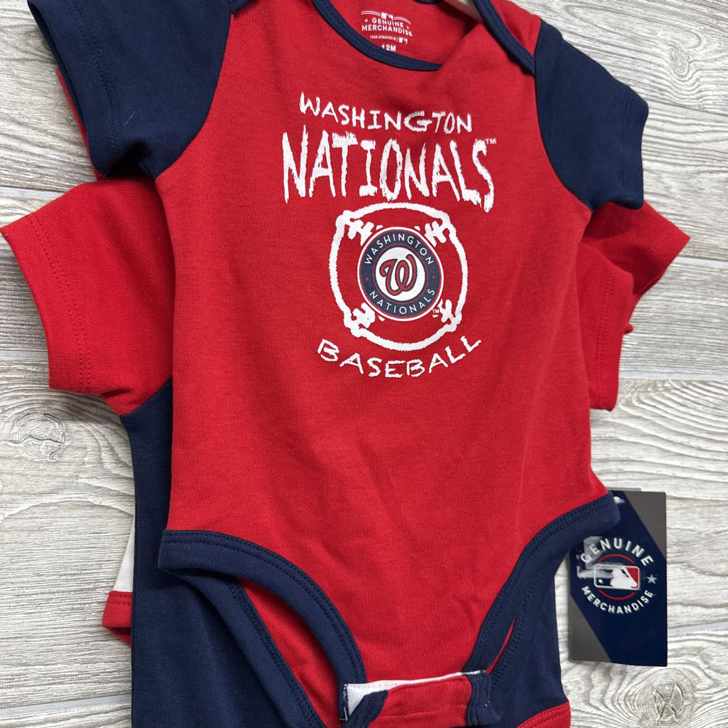 NWE 3 Pk Bodysuit Washington Nationals Baseball 12M