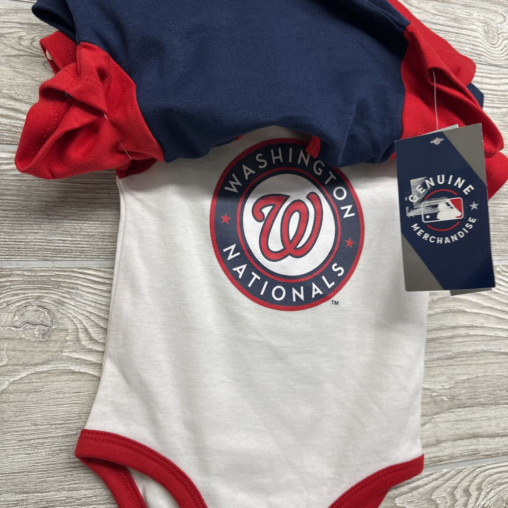 NWE 3 Pk Bodysuit Washington Nationals Baseball 12M