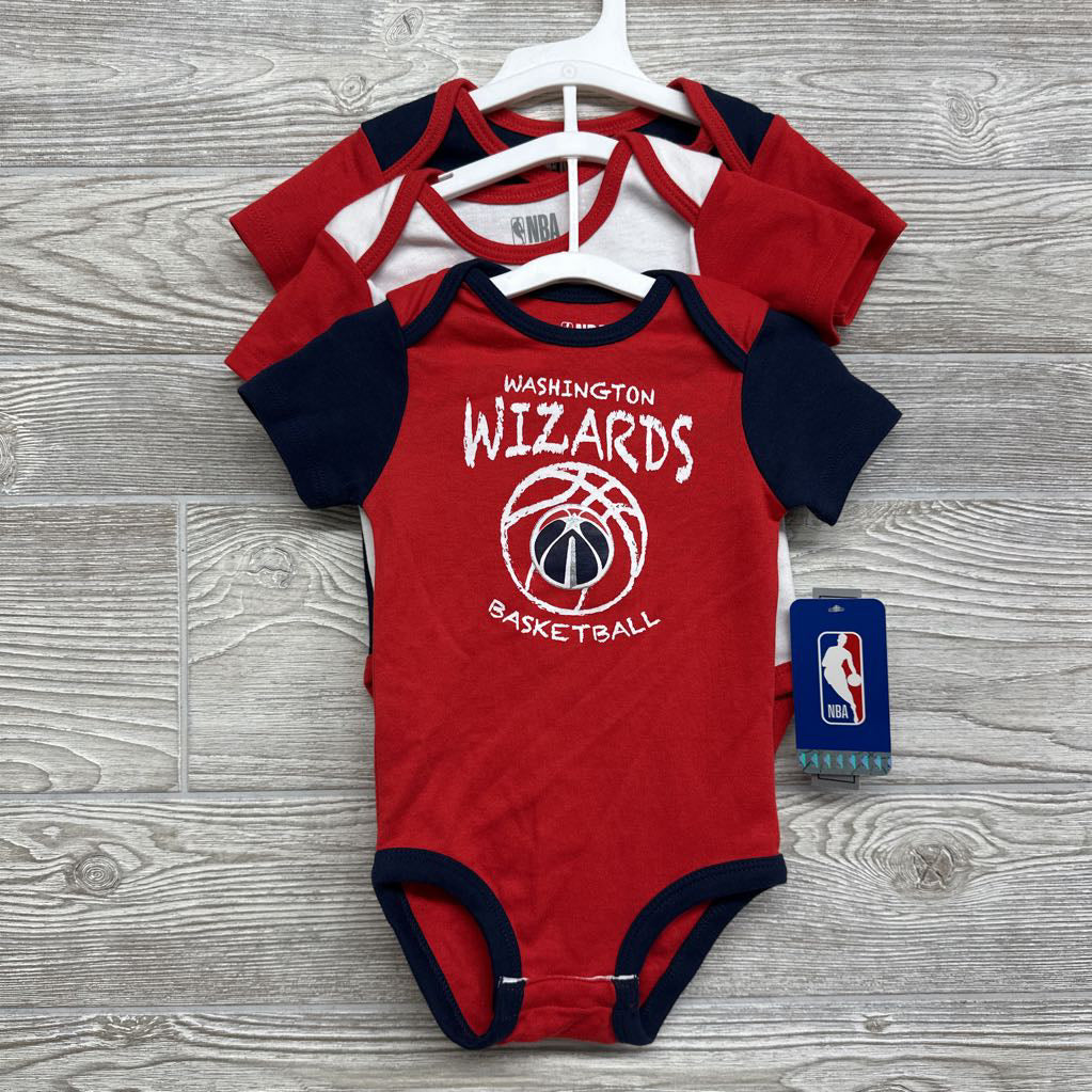 NEW 3 Pk Bodysuit Washington Wizards Basketball 6-9M