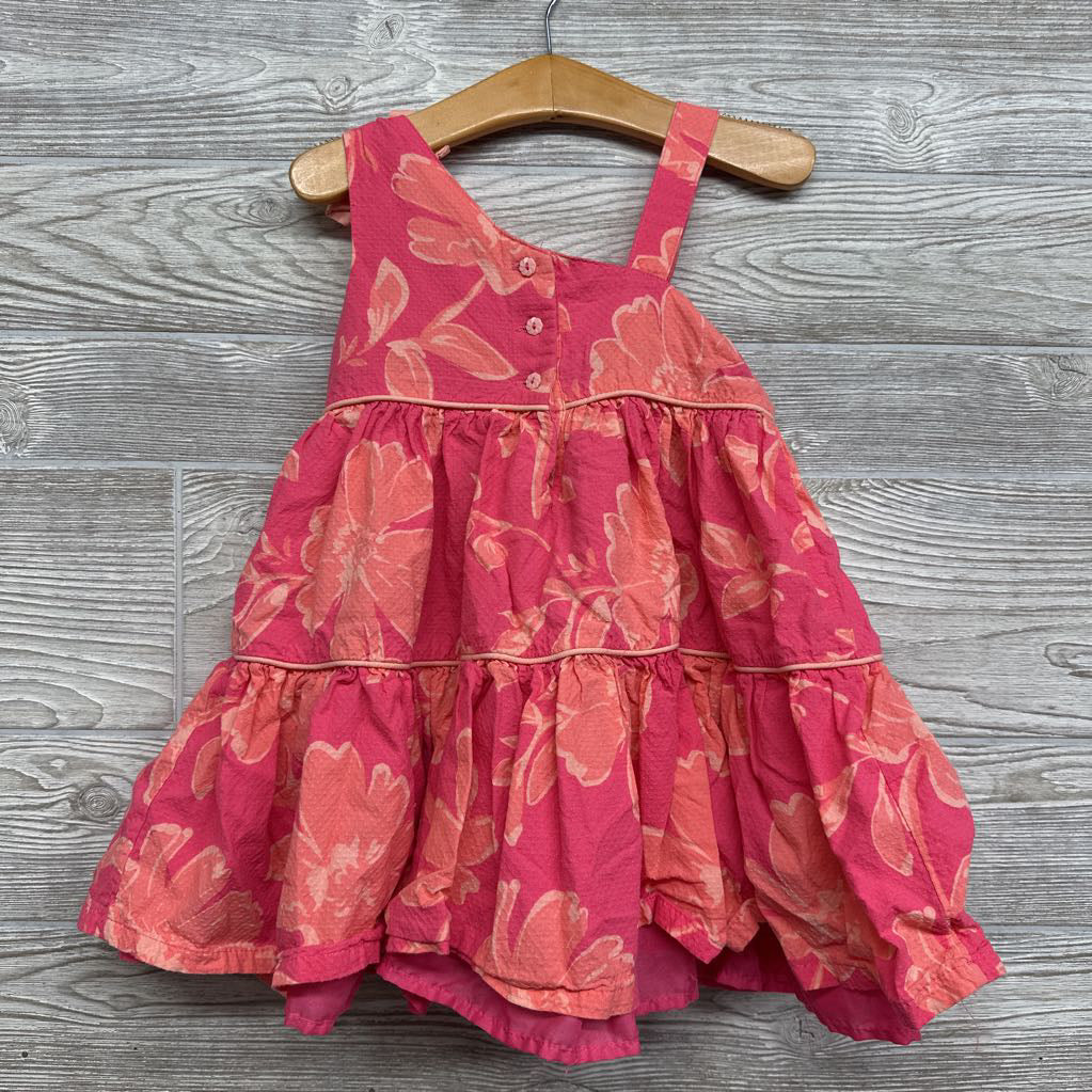 Textured Tiered Tank Dress Flowers 4T