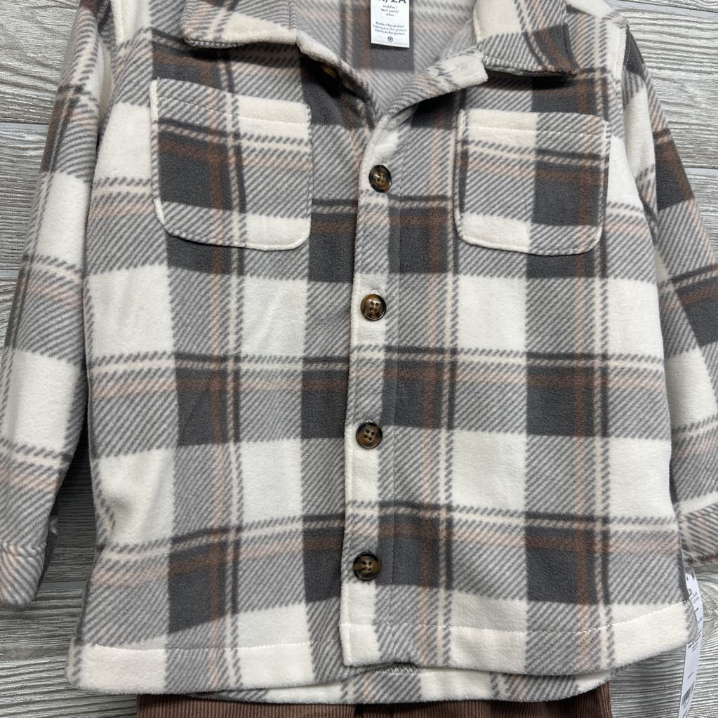 NEW Cord Pants & Plush Plaid Button Up Shirt 2t