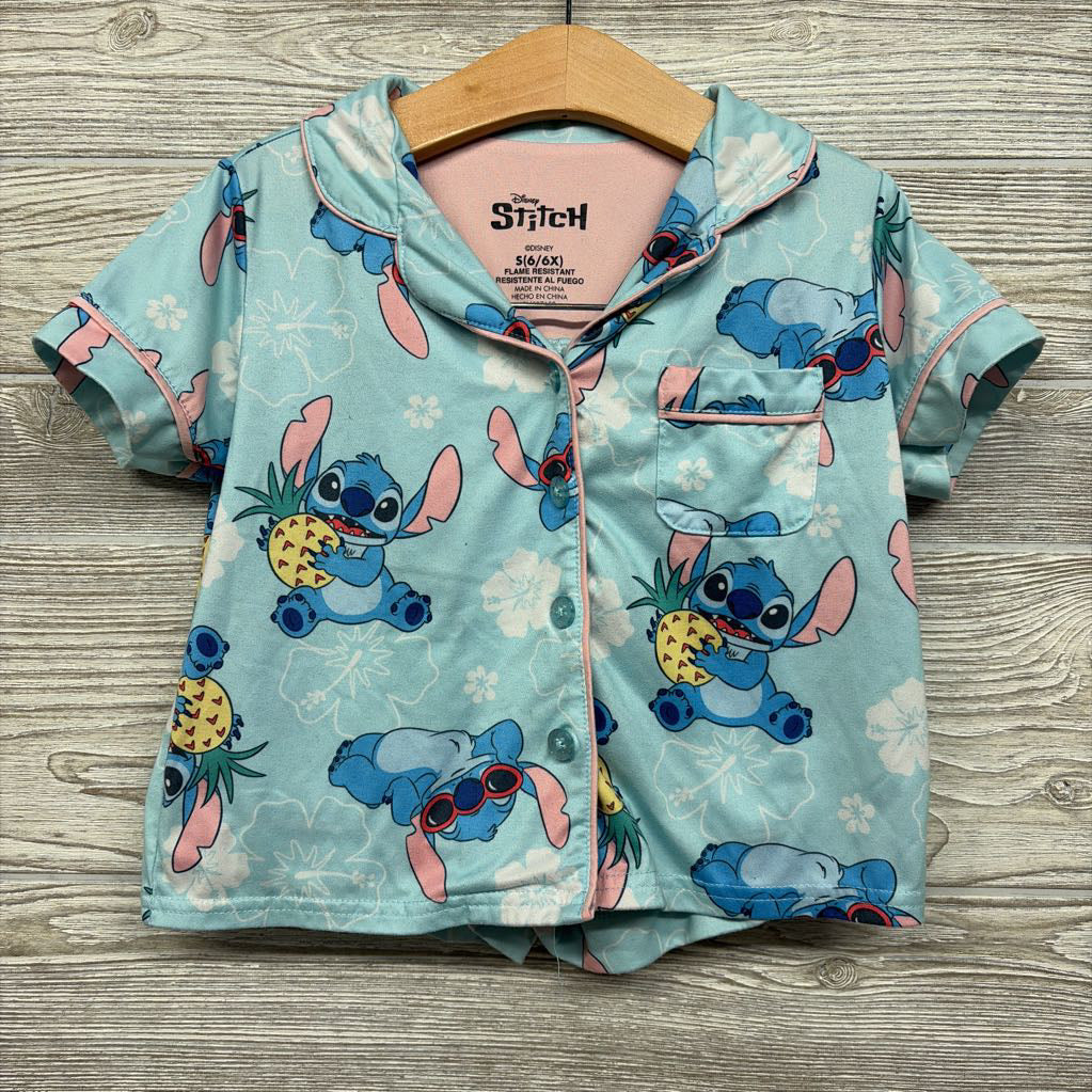 2 Pc Button Up PJs Stitch Pineapples 6-6X