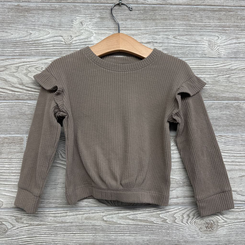Ribbed Crew Ruffle Sleeve 2t