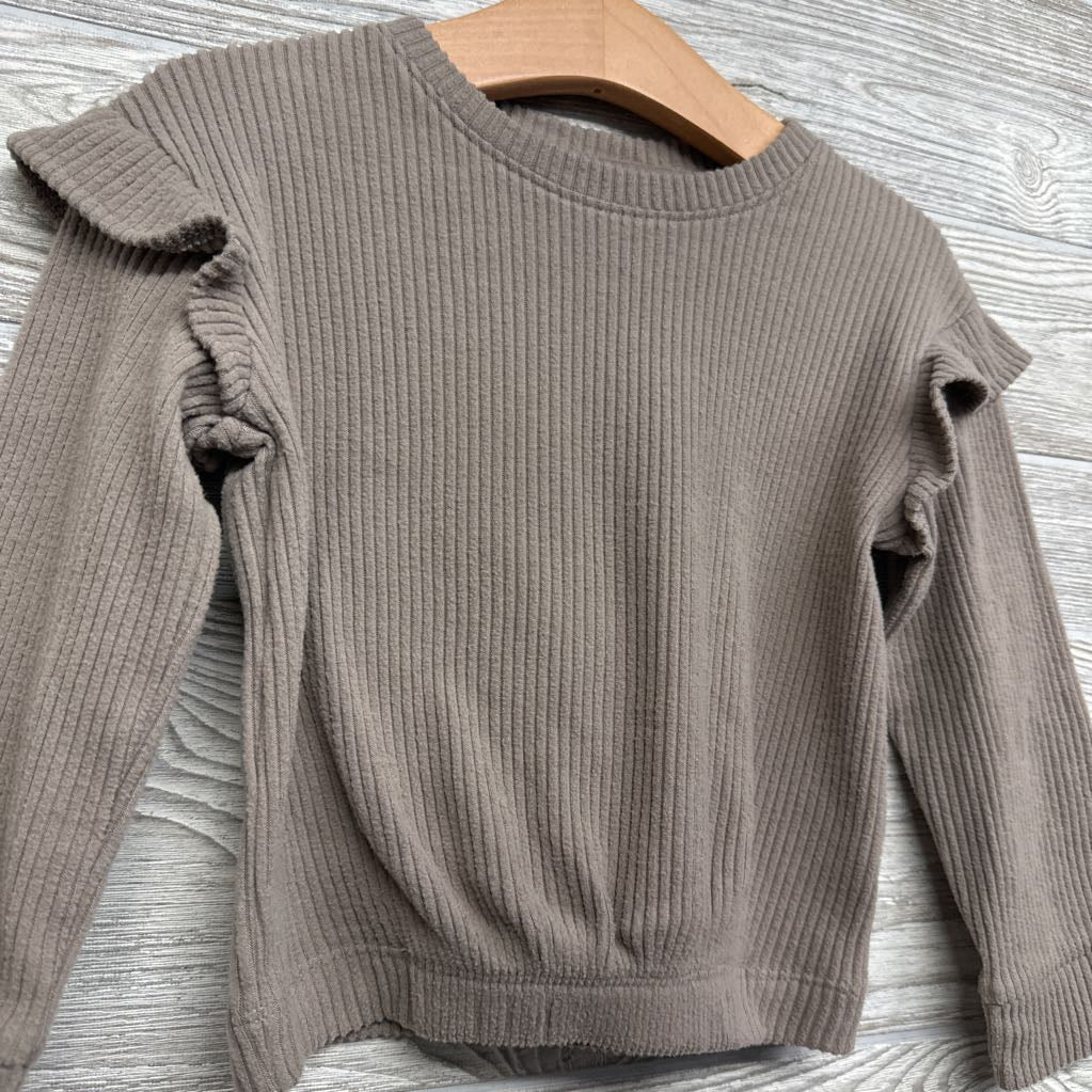 Ribbed Crew Ruffle Sleeve 2t