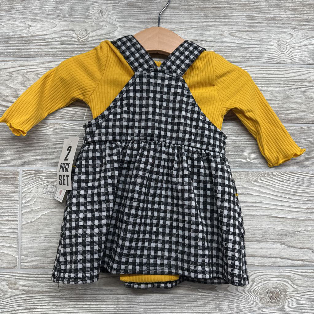 NEW Gingham Skirtall & Ribbed LS Shirt 6-9M