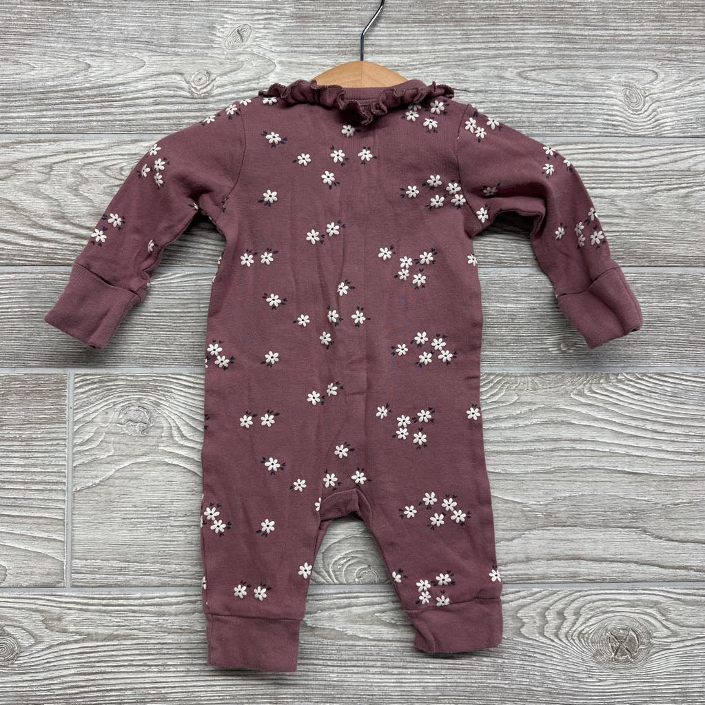 LS Snap Outfit Flowers Ruffle 0-3M