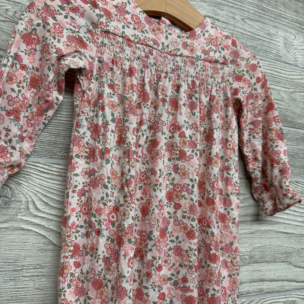 LS Smocked Bamboo Outfit Flowers 6-12M