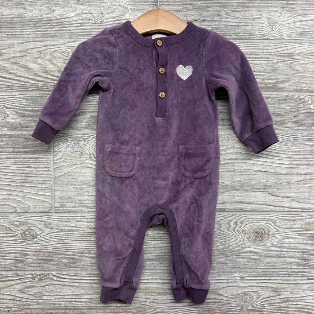 LS Velour Outfit Embroidered Heart 6-9M