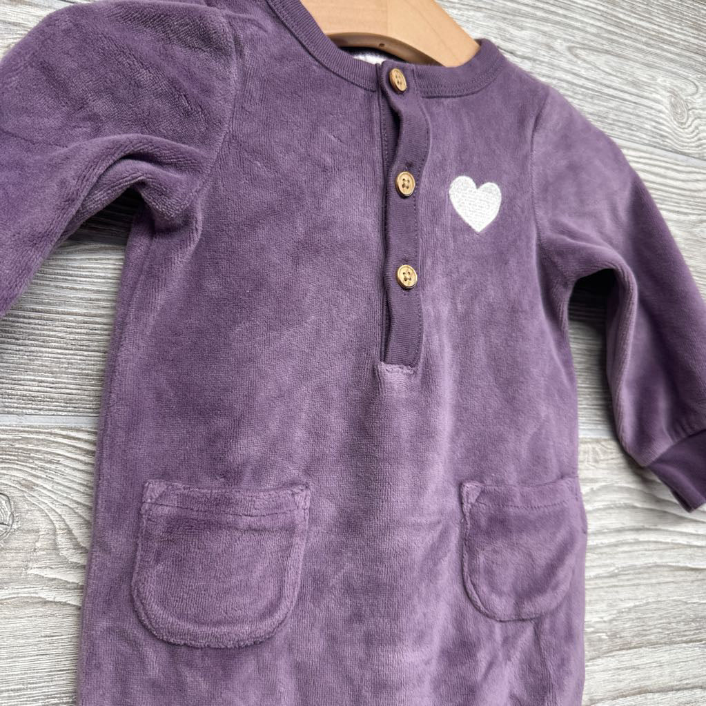 LS Velour Outfit Embroidered Heart 6-9M