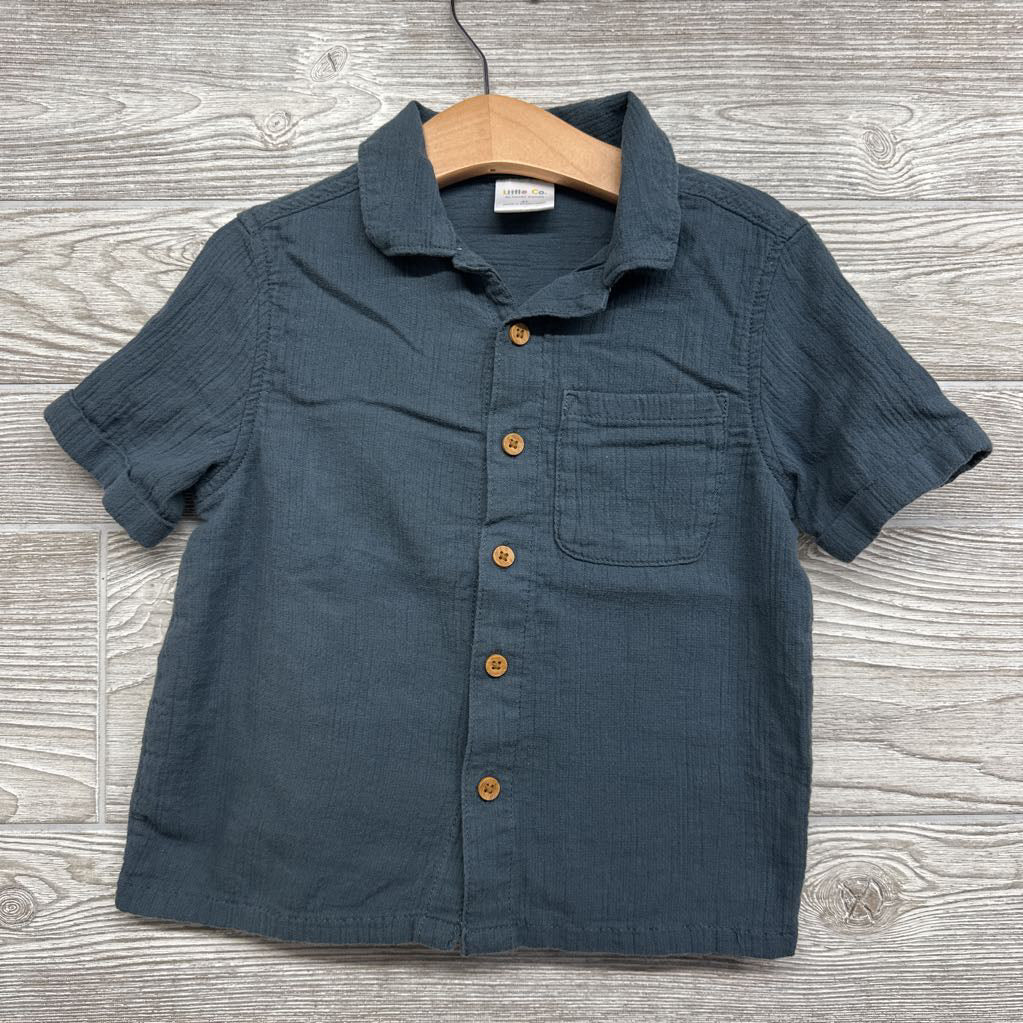 Textured Button Up Shirt Chest Pocket 4T