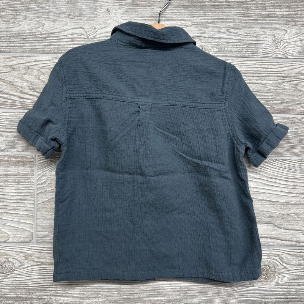 Textured Button Up Shirt Chest Pocket 4T