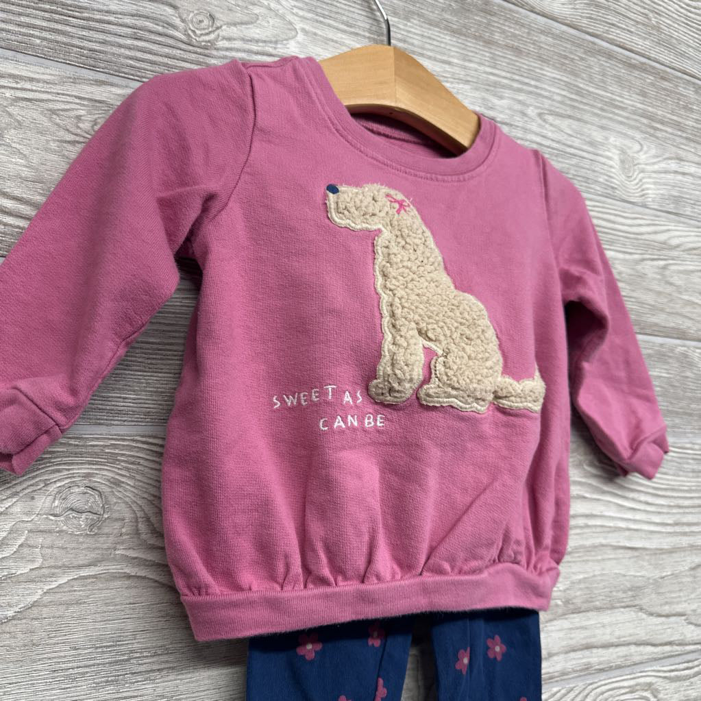 Crewneck Dog & Leggings Flowers 12M