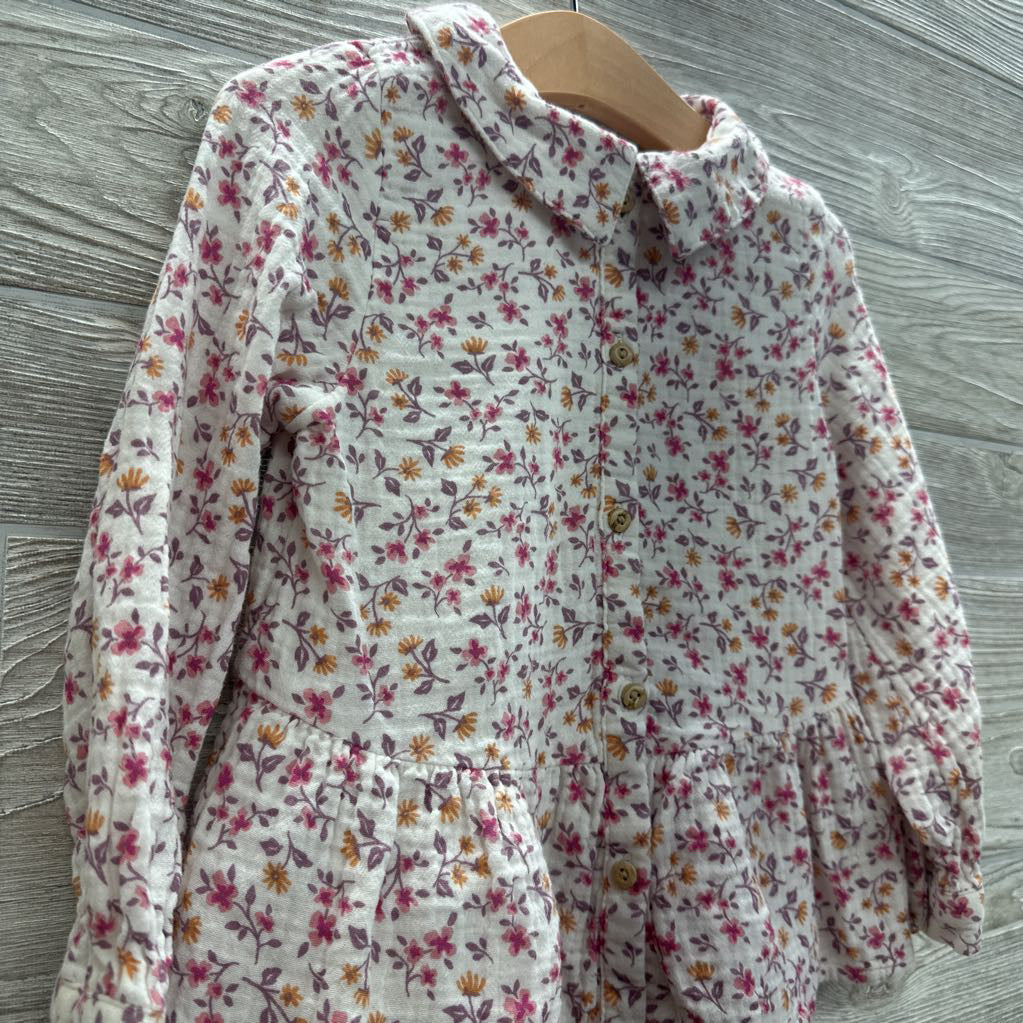 Gauze Peplum Button Up Shirt Flowers 4t