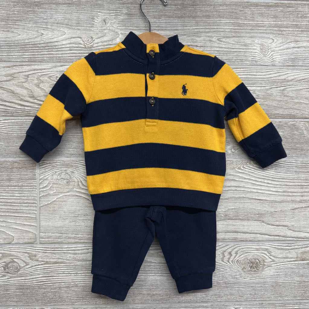 NEW LS Henley Shirt Stripes & Ribbed Joggers 6M *