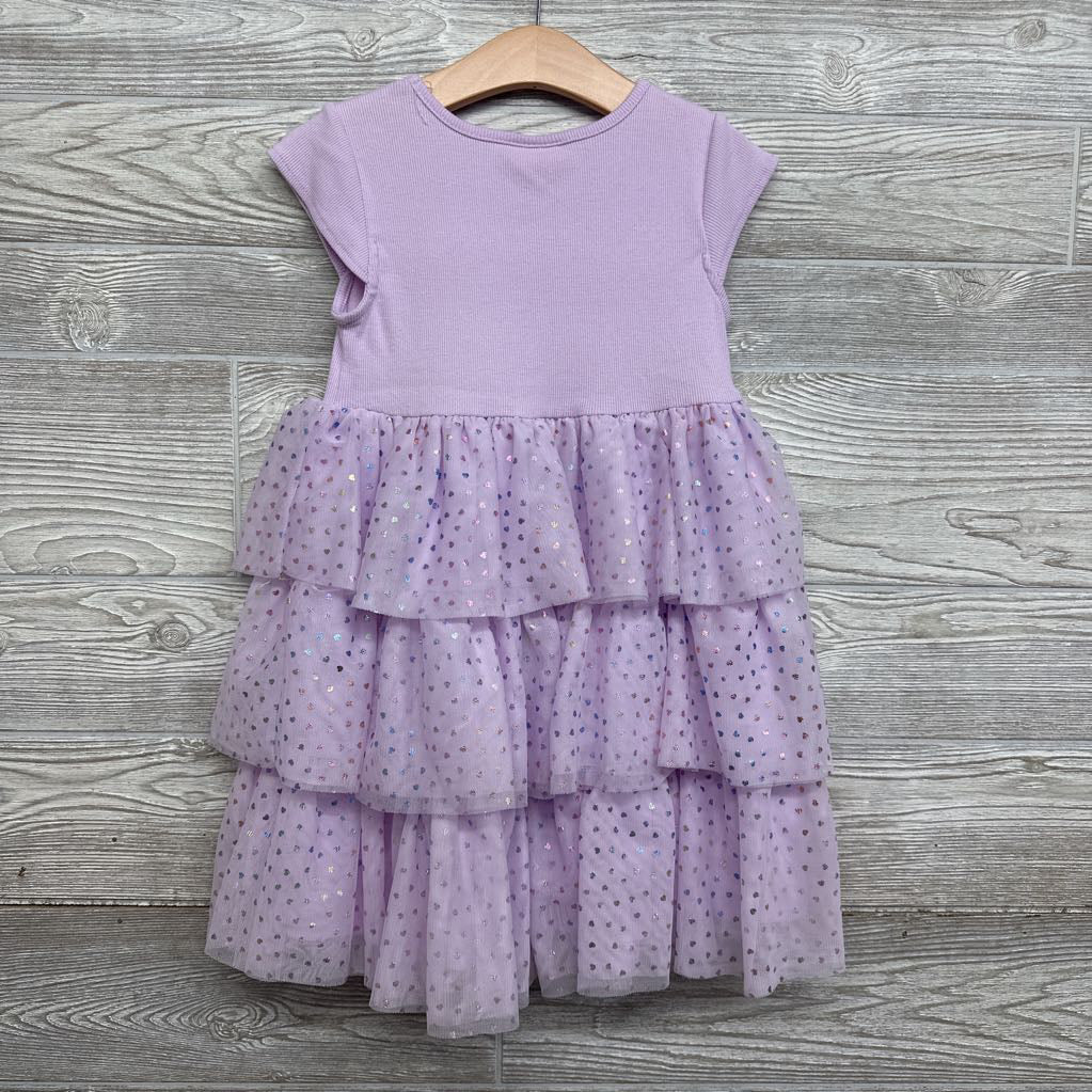 Ribbed Tulle Ruffle Dress Foil Dots 6X