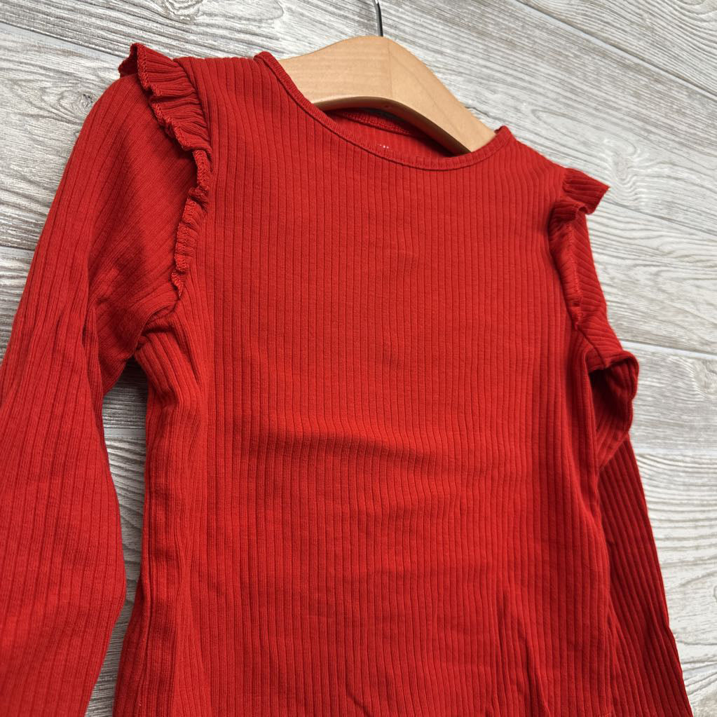LS Ribbed Shirt Flutter Sleeve 5T-6
