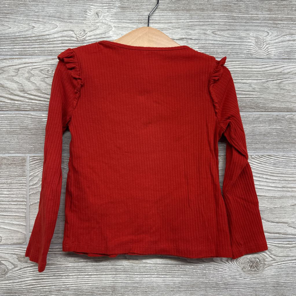 LS Ribbed Shirt Flutter Sleeve 5T-6