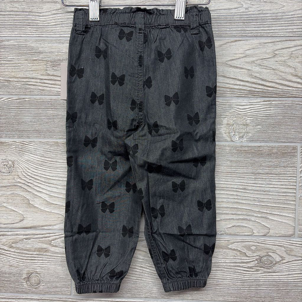NEW Pull On Knit Denim Pants Bows 18M