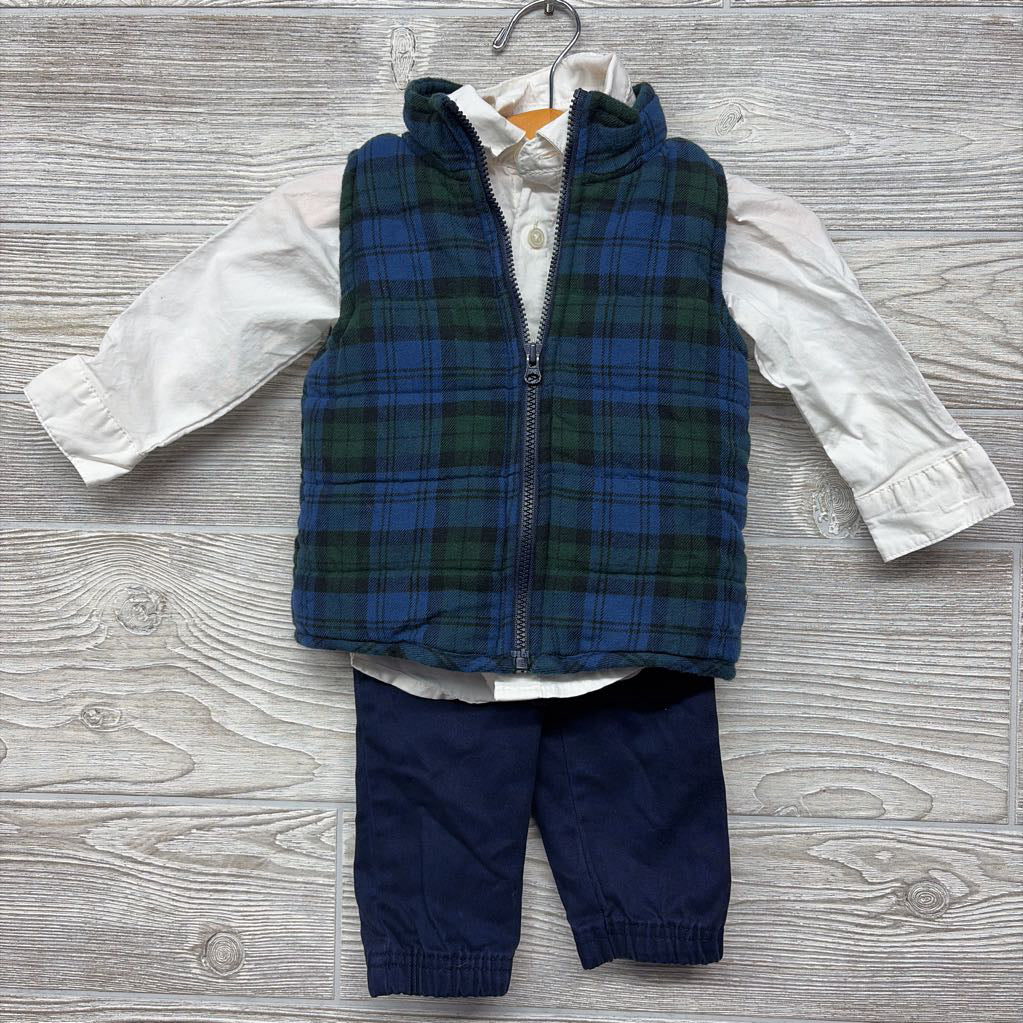 Plaid Vest, Button Up Shirt & Drawstring Pants 9M