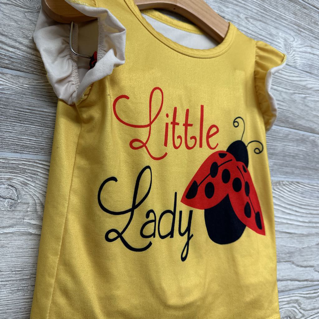 Flutter Sleeve Shirt Little Lady & Paperbag Shorts Ladybugs 2-3
