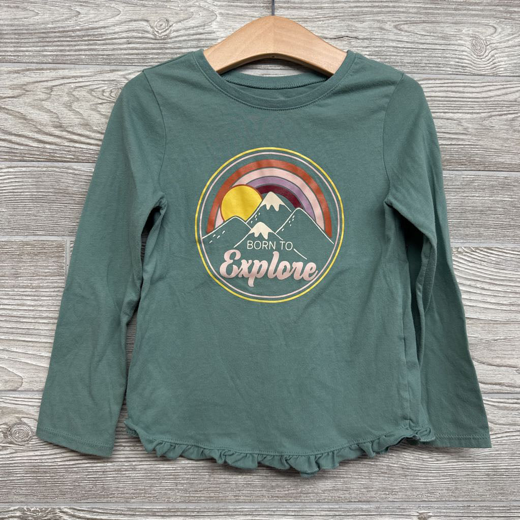 LS Shirt Born To Explore Ruffle Trim 5T