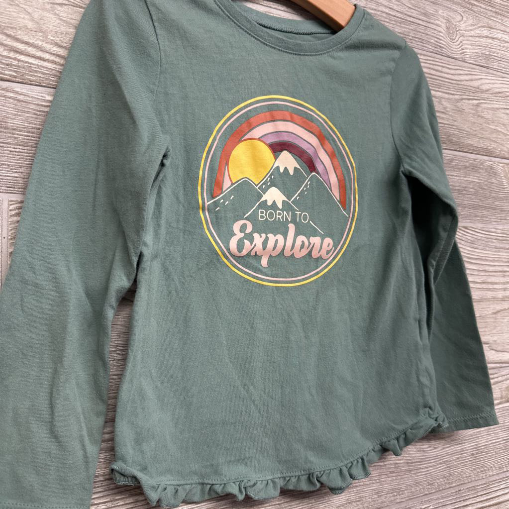 LS Shirt Born To Explore Ruffle Trim 5T