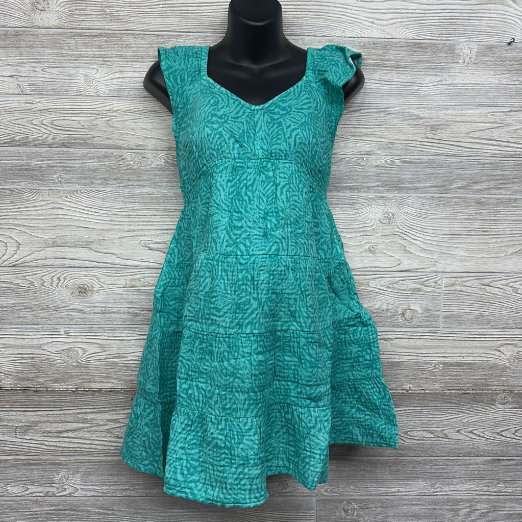 NEW Flutter Sleeve Mini Dress Aqua Print XS