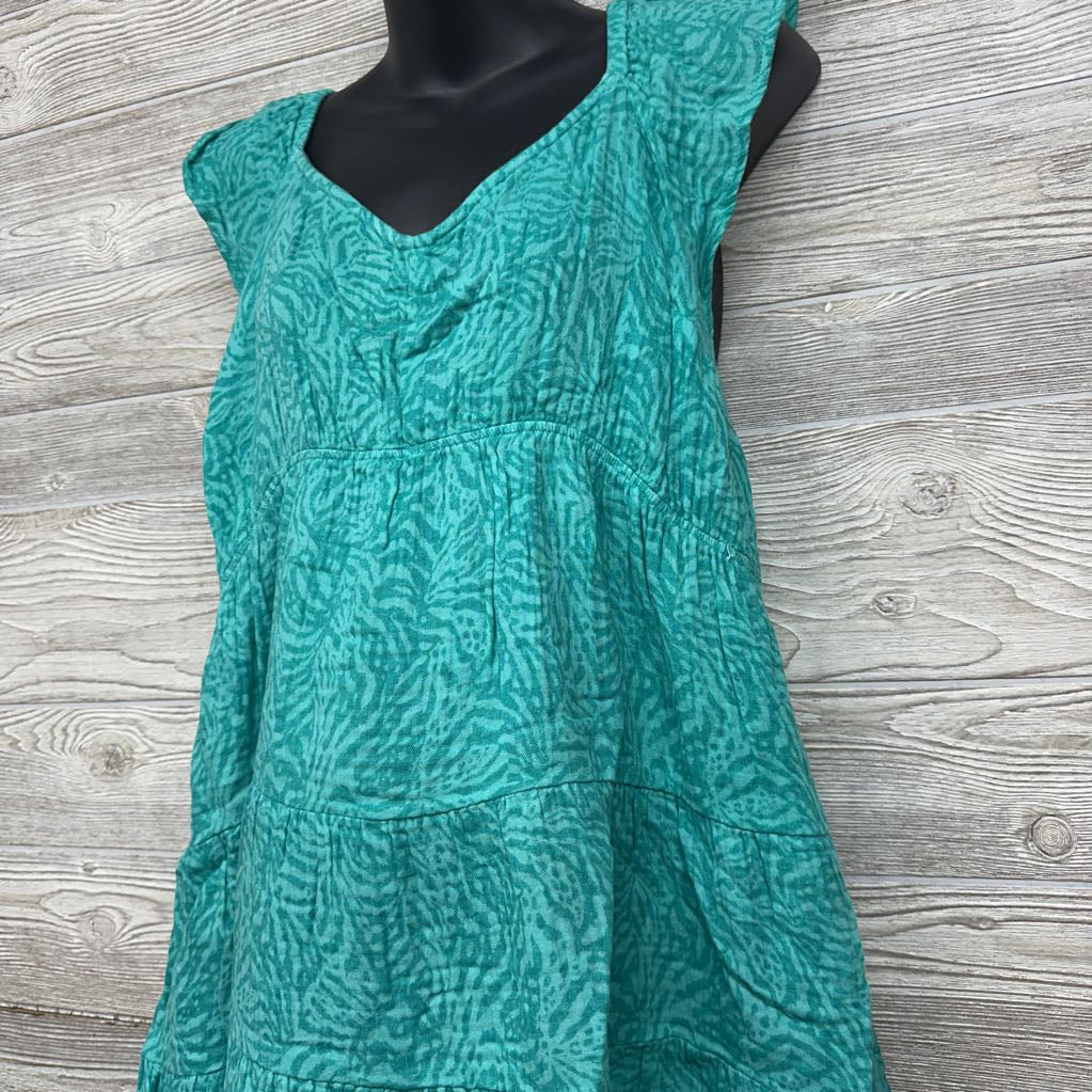 NEW Flutter Sleeve Mini Dress Aqua Print XXL