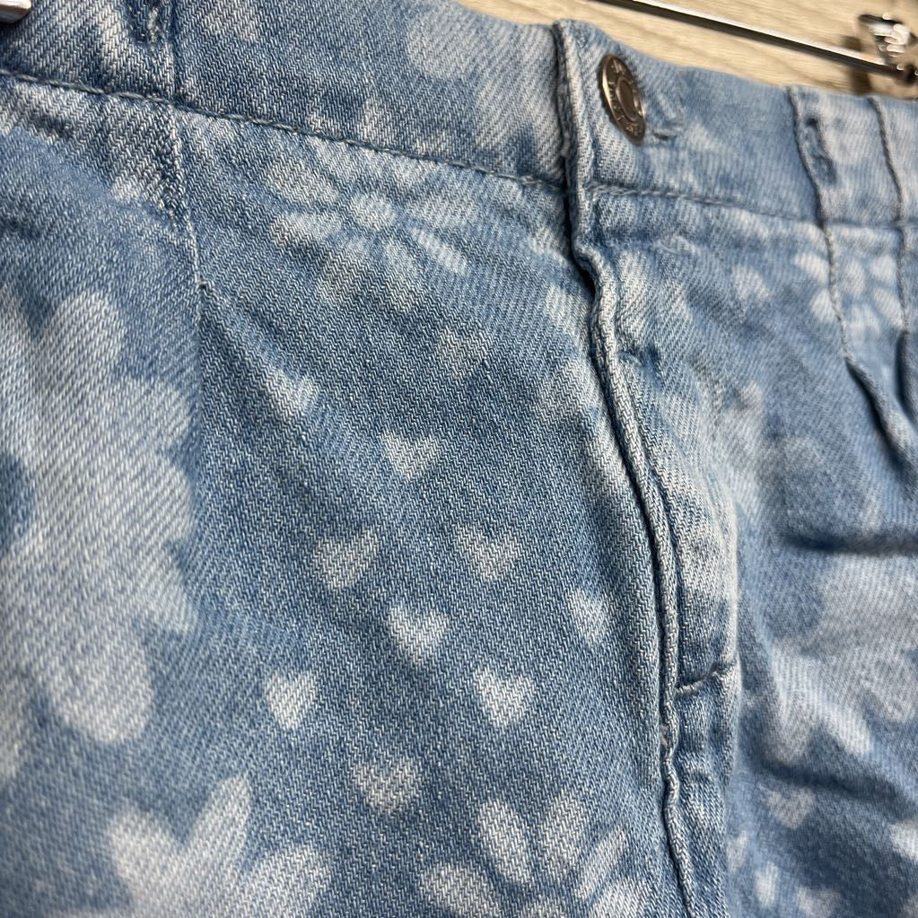 Denim Shorts Cuffed Flowers 4T