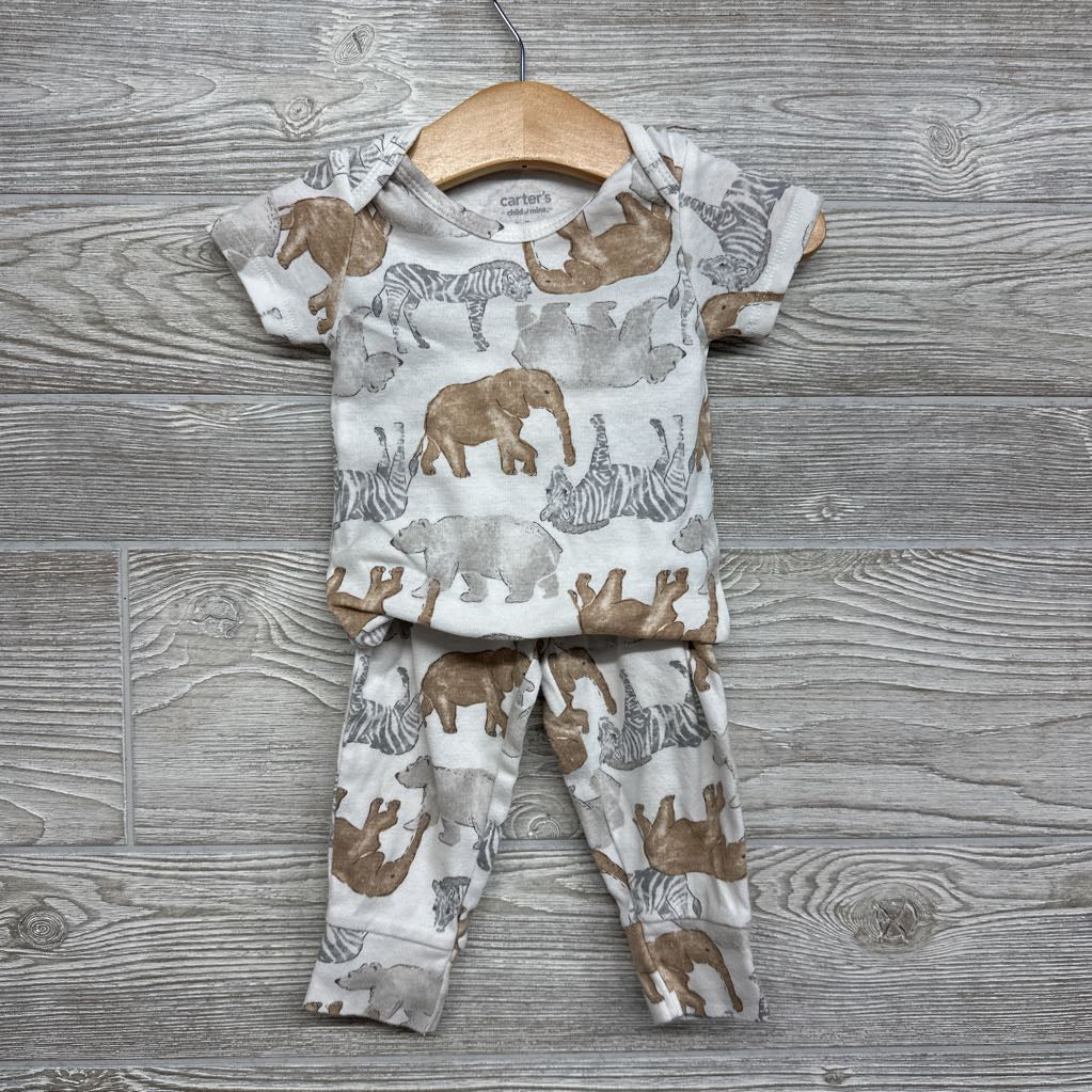 Bodysuit & Pants Elephants Zebras 6-9M