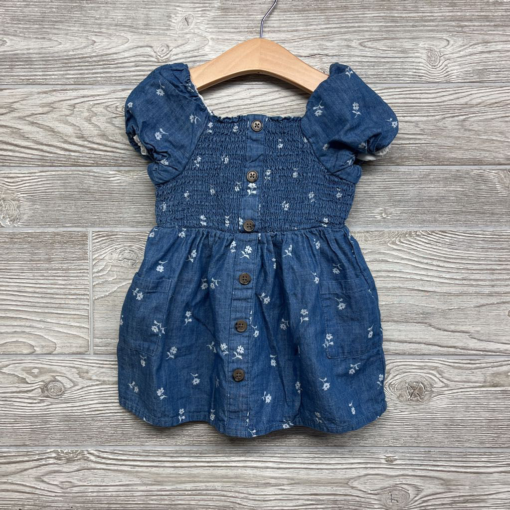 Smocked Puff Sleeve Shirt Flowers 18M