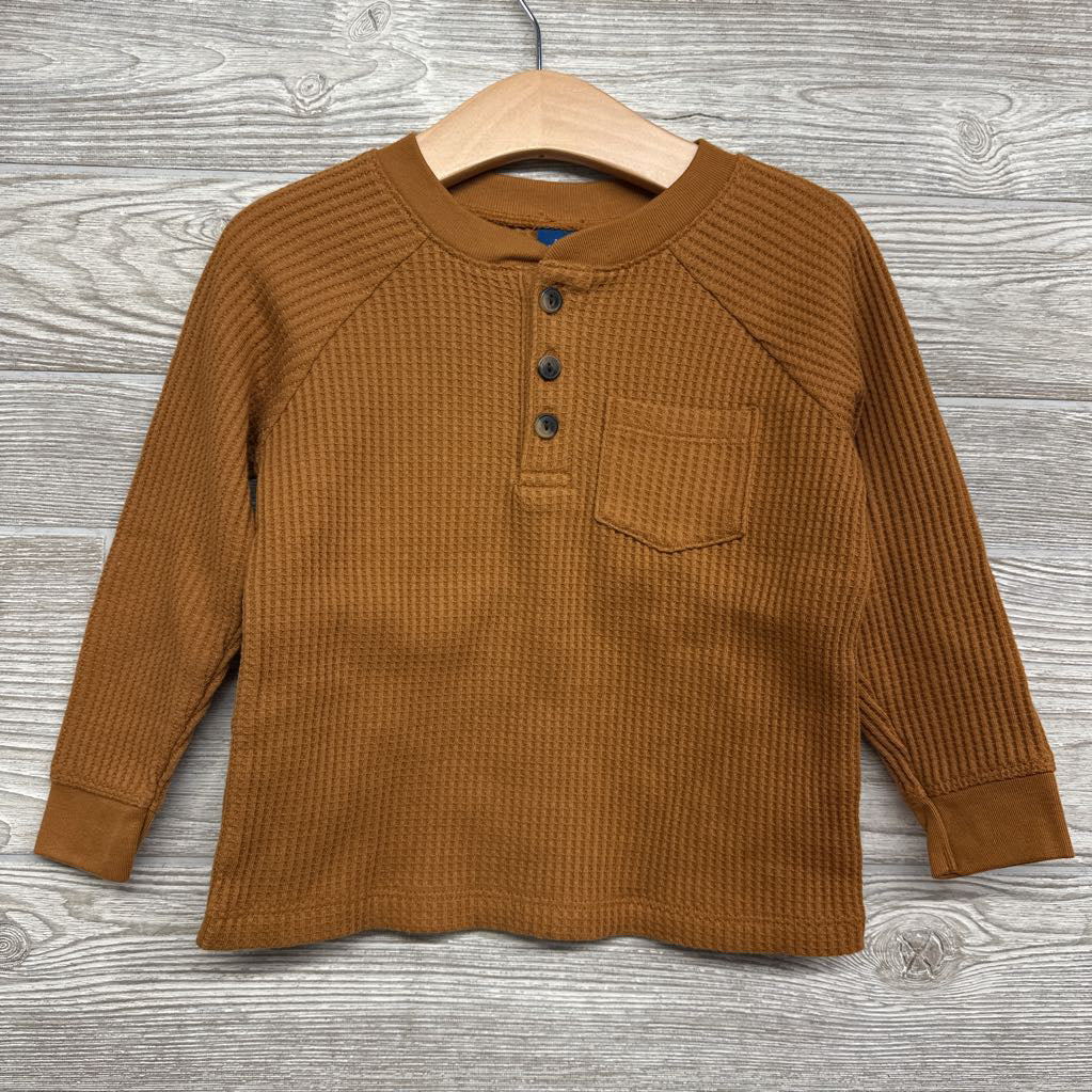 NEW LS Waffle Knit Henley Shirt Chest Pocket 2T