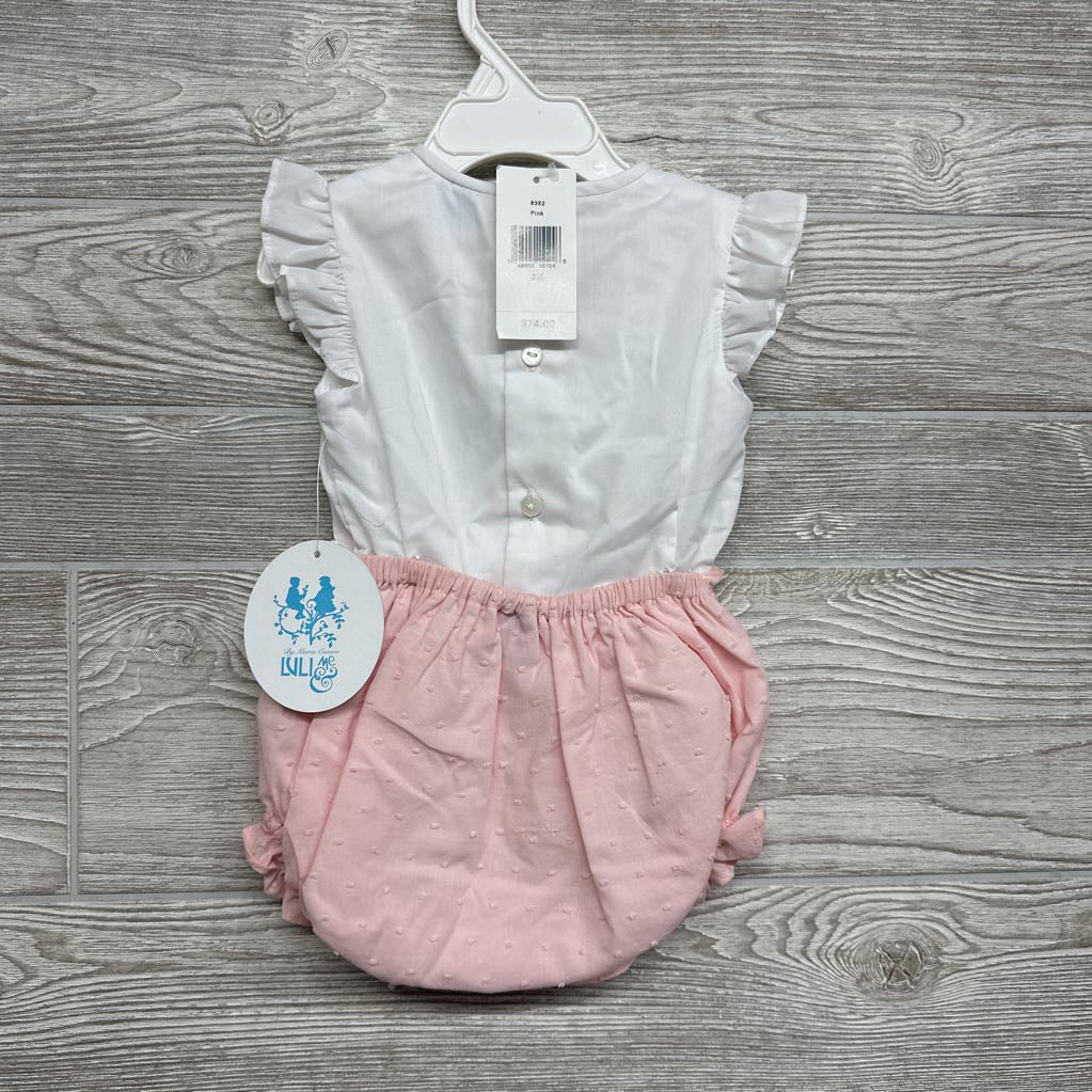 NEW Handmade Flutter Sleeve Shirt & Textured Bloomers 9M *