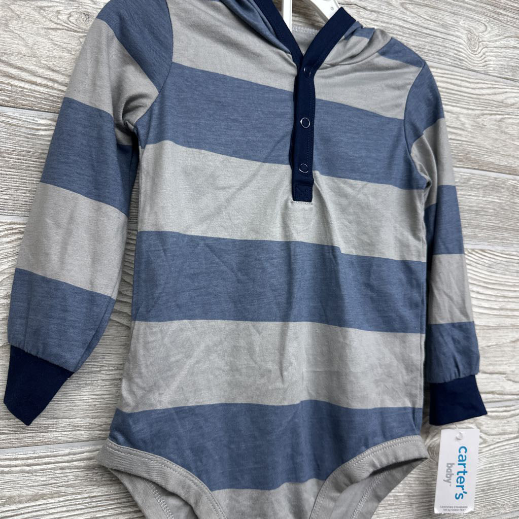 NEW LS Henley Bodysuit W/ Hood Stripes 24M