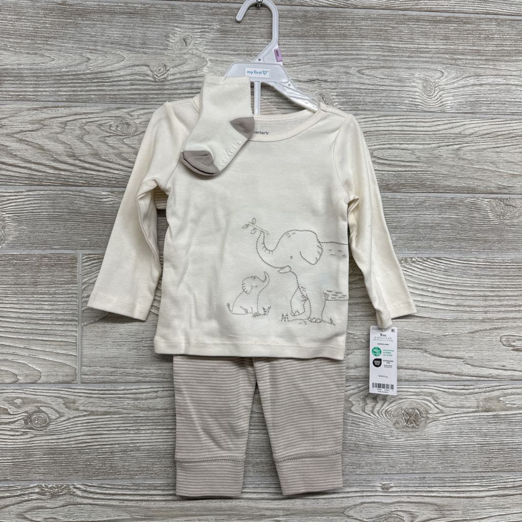 NEW LS Shirt Elephant & Pants Stripes W/ Socks & Hat